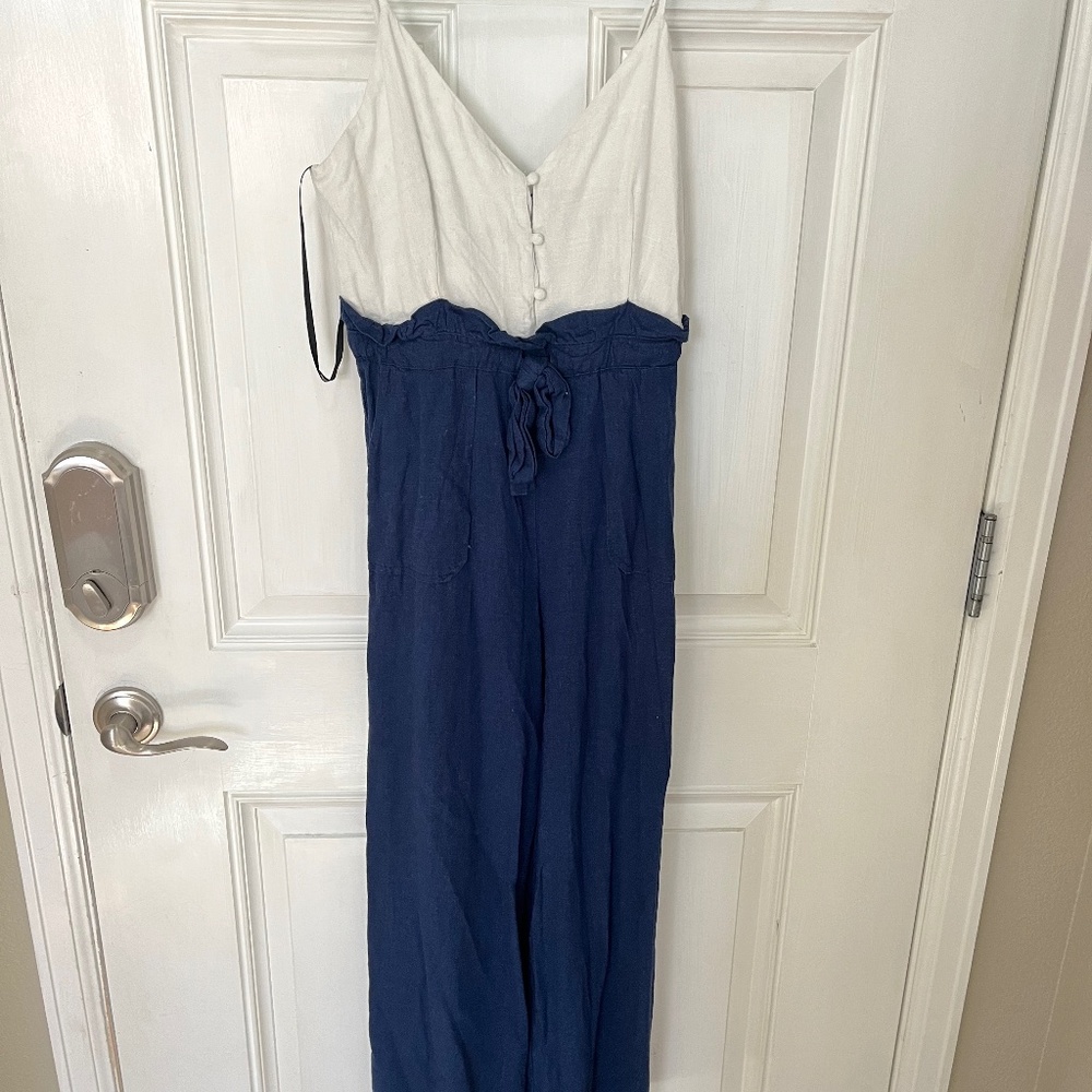 White and blue jumpsuit